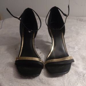 Elegant Black and Gold Women's Heels By Impo
